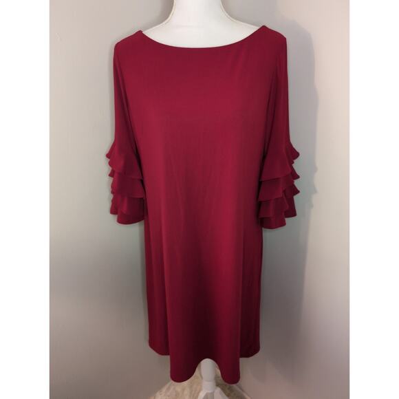 Gabby Skye Dresses & Skirts - Gabby sky red ruffle sleeve plain simple red dress 12